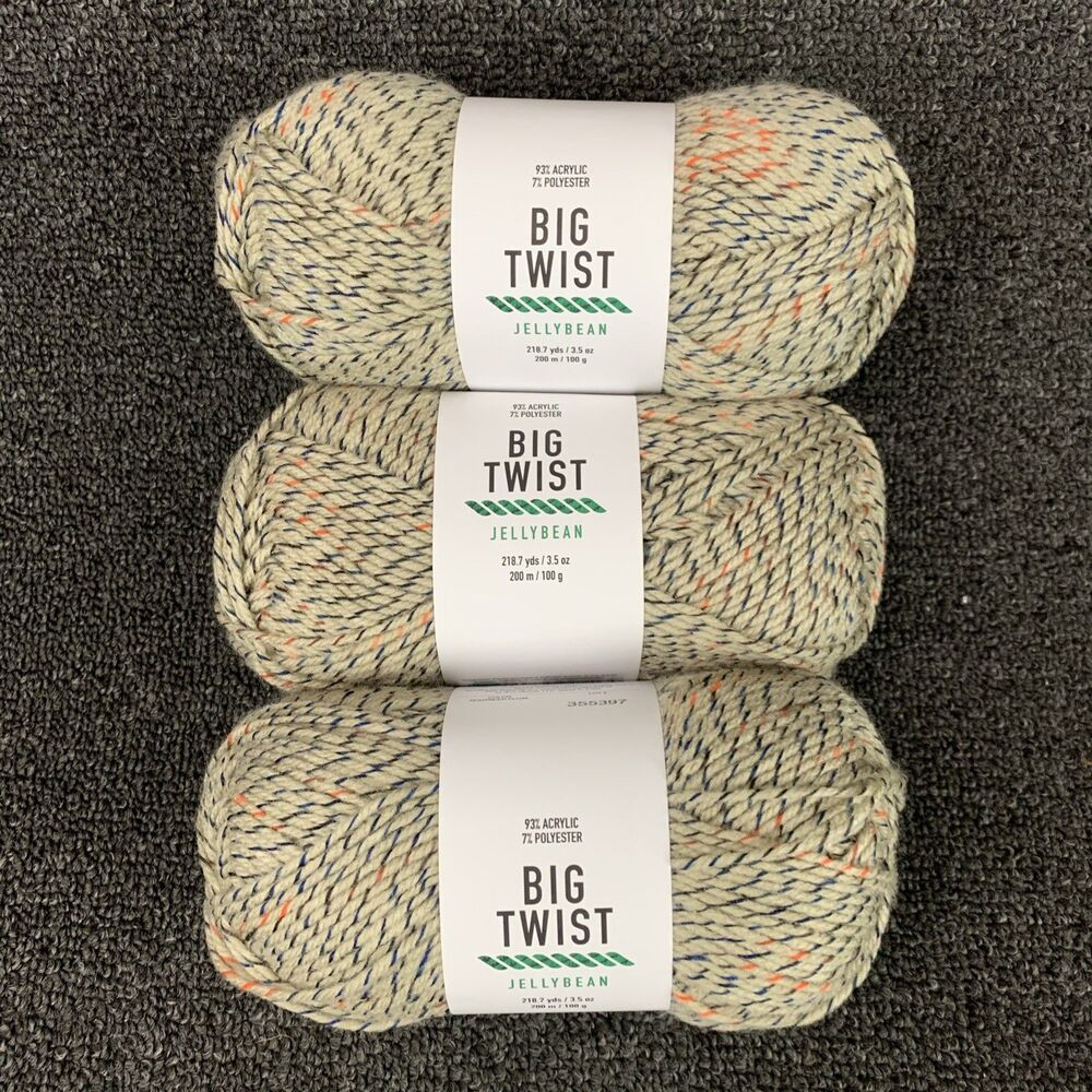 Lot Of 3 Big Twist Jellybean Root Beer Float Yarn 218.7 Yds 3.5oz Each